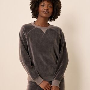 Women's Washed Charcoal Crewneck Pullover Sweater